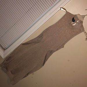 Gold/Copper Sparkly Fitted Cut Out BEBE Dress